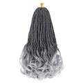 French Curl Crochet Braids 22 Inch 6 Packs - Gray Goddess Box Braids with Curly Ends