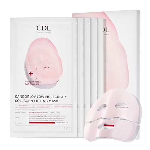 Overnight Collagen Lifting Face Mask 5 Sheets, Korean Face Lifting Deep Hydrogel Mask for Glass Skin, Anti-Aging with PDRN, Hyaluronic Acid for Elasticity, Firmness