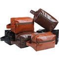 Leather Toiletry Bag Set for Men Women 6 Pack Travel & Gift - Brown Black Coffee