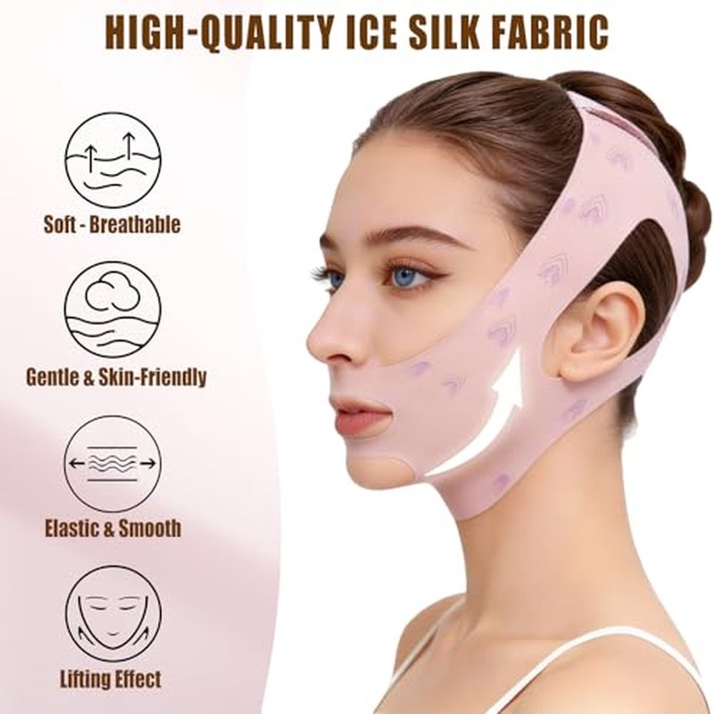 Chin Strap for Sleeping, Double Chin Reducer Eliminator for Women, Reusable V Line Lifting Mask Face Slimming Strap, Breathable Jawline Exerciser Lifting & Firming Prevent Sagging