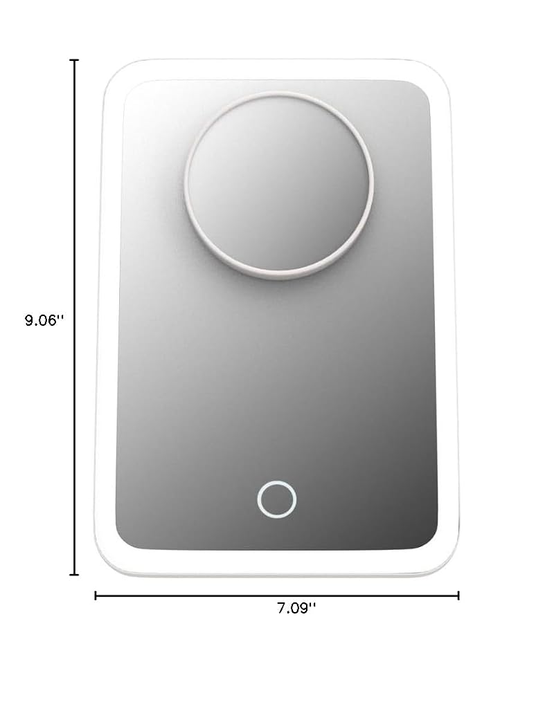 Rechargeable LED Travel Makeup Mirror with 3 Color Settings & 10x Detachable Magnifier
