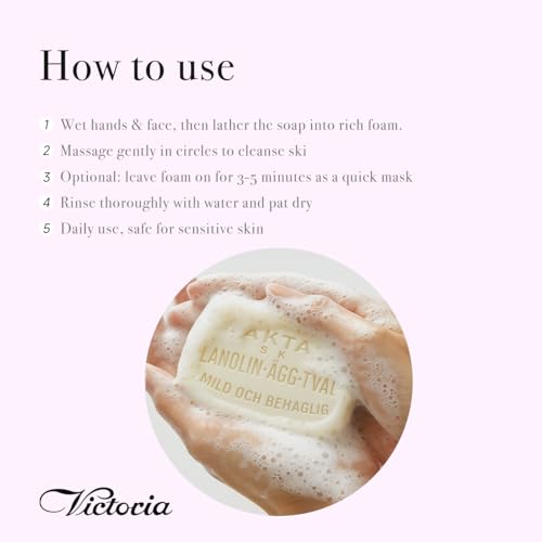 VICTORIA Swedish Egg White Facial Soap, 3-in-1 Gentle Daily Cleanser, Enriched with Rosehip & Rose Water, for Dry & Sensitive Skin, 50g x 6 (box of 6)