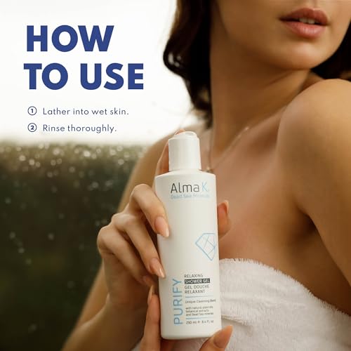 ALMA K Relaxing Shower Gel - Nourishing Women and Men's Body Wash - Skincare with Dead Sea Minerals, Avocado Oil - White Tea and Neroli Scent - 8.4 oz (Pack of 2)