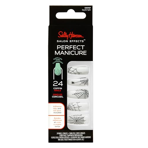 Sally Hansen Salon Effects¢ç Perfect Manicure, Spyder-Light, Press On Nails, Non-Damaging Adhesive Tabs, File, and Alcohol Pad Included