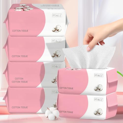Disposable Face Towels Pack of 6 - Ultra Soft Biodegradable Makeup Remover Wipes for Sensitive Skin