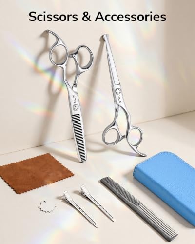 ULG 8pcs Kids & Family Hair Cutting Scissors Kit with Safety Round Tips