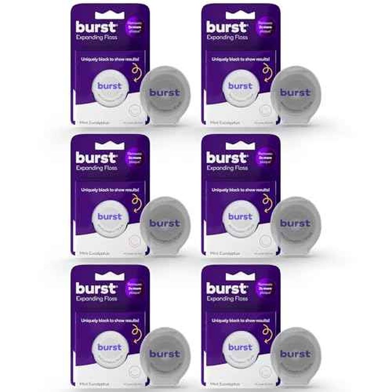 BURST Expanding Dental Floss (Mint Eucalyptus/240 Yards) | Stain Absorbing & Woven Teeth Floss with Xylitol Coating to Fight Cavities | Vegan | Paraben Free Expanding Floss