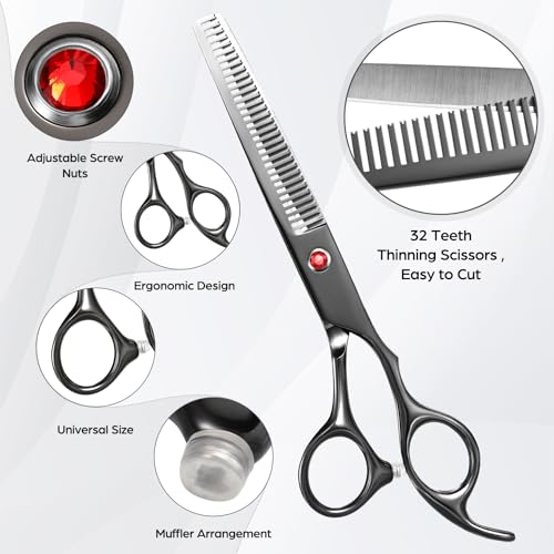 Professional Hair Cutting Scissors Set 7.8 Inch Thinning & Straight Shears