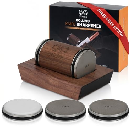 Walnut Rolling Knife Sharpener 15 & 20 Degrees Dual Angle Kit for Kitchen & Chef Knives