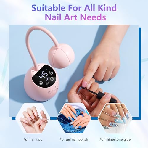 Makartt Cordless UV LED Nail Lamp Gooseneck Pink Flash Curing for Gel Nails