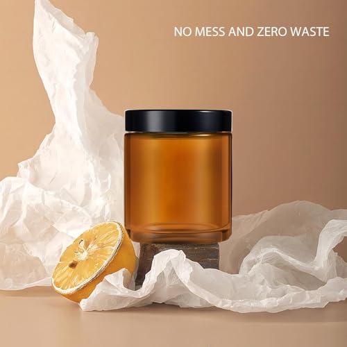 Tecohouse 4 oz Amber Glass Jar with Lids, 48 Pack Small Candle Jars with Lids & Sticker, Empty Cosmetic Containers for Sample, Cream, Spice, Lotion, Ointments Drying jar