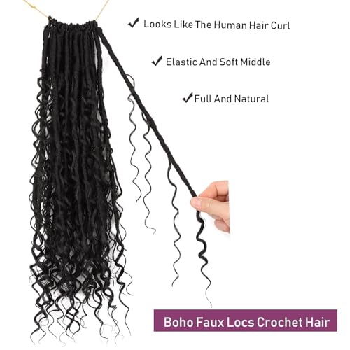 18-Inch Goddess Locs Crochet Hair Pack of 8 for Black Women - Boho Faux Locs