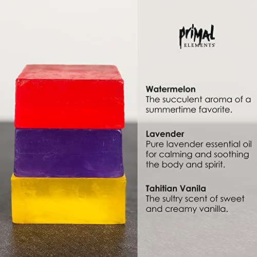 Primal Elements Vegetable Glycerin Scented Soap Bars, Great for Face and Body, Unisex Men and Women, Travel Size, Variety Pack, Homemade - Set of 7