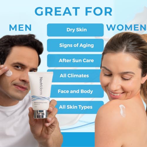 NEUTRIDERM Vitamin E Face Moisturizer + Glycolic Face Exfoliator, Hydrating Daily Moisturiser and Gentle Facial Cleanser, Scrub-Free Exfoliation for Smooth Glowing Skin, 2-Piece Set