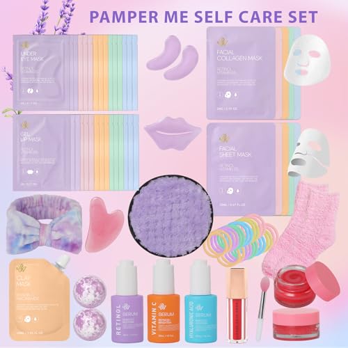 Lavender & Rose Hydrating Skin Care Set - 55 Pcs Spa Gift for Women