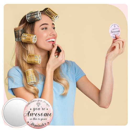 Tradder 120 Pcs 2.76 Inch Inspirational Compact Mirror Bulk Quinceanera Employee Appreciation Gifts Makeup Purse Pocket Mirror for Women Mother's Day Valentine Coworker Nurse Gifts Bag Stuffer Items