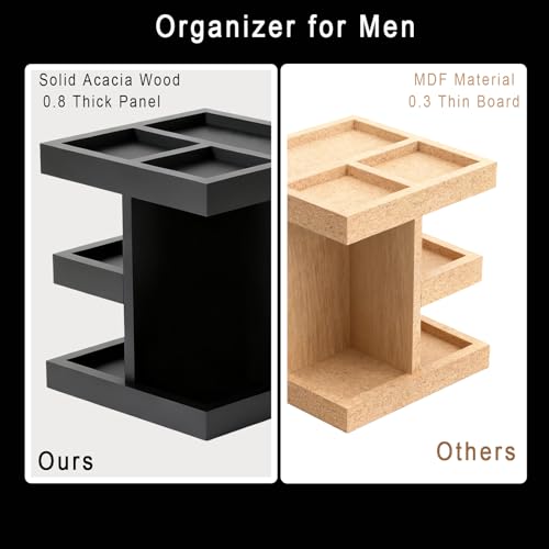 Tier Rotatable Wood Perfume Shelf for Men, Large Capacity Cologne Stand, Bathroom Storage Organizer, Desk/Nightstand Organizer - Men's Gift