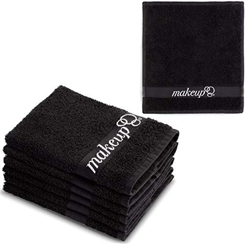 Black Reusable Makeup Remover Cloths - Set of 6 13x13 Inch Facial Towels