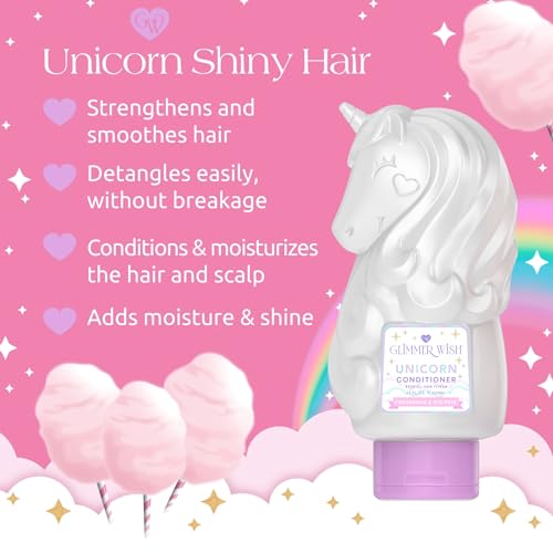 Glimmer Wish Unicorn Kids Conditioner, Fragrance-Free, Organic Oils, Sensitive Skin, 12 Fl Oz