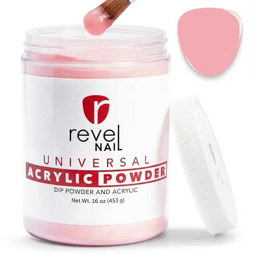 Revel Nail Universal Acrylic and Dip Powder, Salon Pro Size 16 oz (453 g) Refill Jar for Overlays and Extensions, Intense Pink, Made in USA
