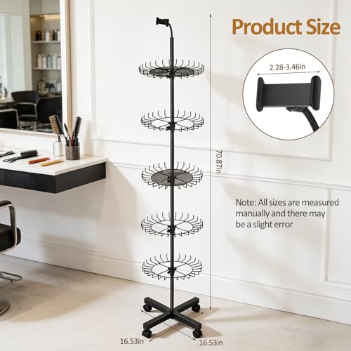 Braiding Hair Rack with Phone Holder, 140 Pegs Hair Braiding Stand with Wheels Height Adjustable Hair Extension Holder for Hair Stylists, Braiders, Home, Salon, Hair Separator for Braiding