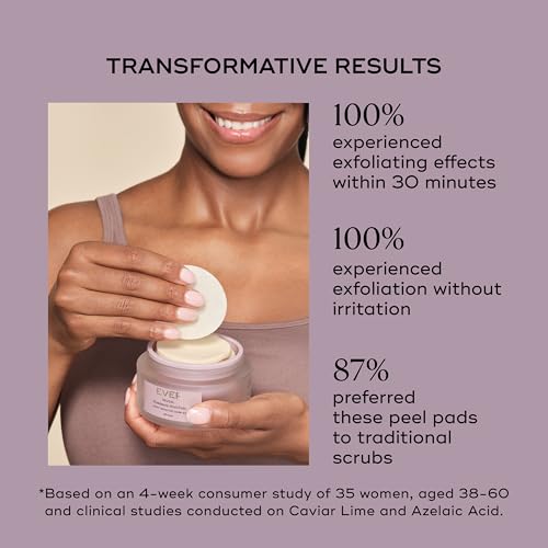 EVER Reveal Biomimetic Peel Pads - Exfoliating & Brightening Travel Pack, 10 Count ? Azelaic Acid, Caviar Lime & LSR10 for Radiant, Smoother Skin