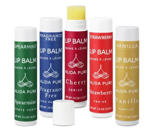 Vegan Lip Balm Set - Organic Jojoba & Avocado Oil, Melodies Assorted - 5 Tubes