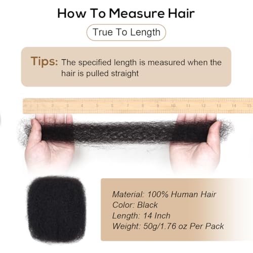 14 Inch Black Afro Kinky Human Hair for Dreadlocks & Locs - 50g