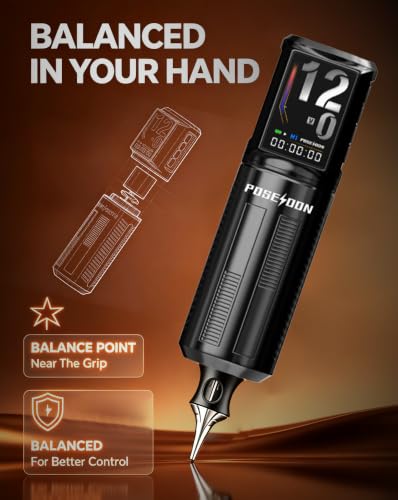 POSEIDON Wireless Tattoo Gun Kit 2PCS 2300mAh Battery LED Display - Two Battery