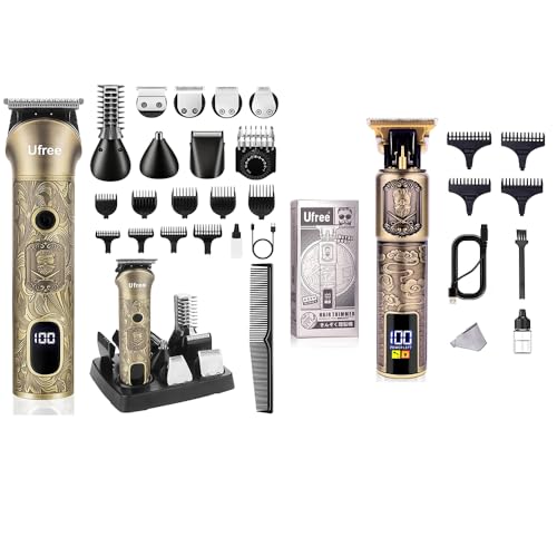 Ufree Beard Trimmer for Men and Mustache T Blade Liners Trimmer Set, Shaving Kit for Mustache Body Nose Ear Hair Facial, Electric Razor for Men