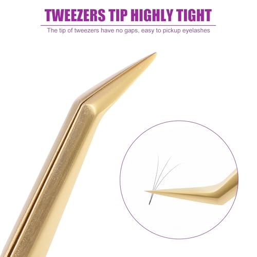 6-Pack Eyelash Tweezers Set for Lash Extensions - Precision Lash Tool Kit