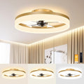 Gold Low Profile Ceiling Fan with Lights and Remote 19.7in Smart Bladeless LED Fandelier