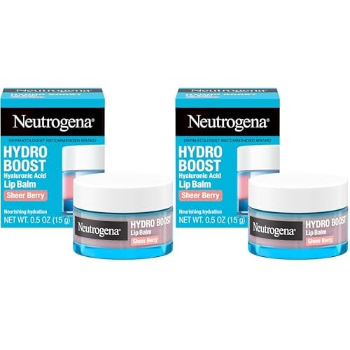 Neutrogena Hydro Boost Hyaluronic Acid Lip Balm,Nourishing Vitamin E Leaves Lips Feeling Hydrated,Sheer Pink Tinted Color with a Sweet Berry Flavor,Sheer Berry,0.5 oz,(Pack of 2)