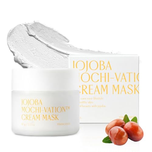 PINKWONDER Jojoba Mochi Vation¢â Mud Clay Mask 3.17oz (90g), Organic Jojoba Oil, Blackhead Remover, Clay Detox, Pore Minimizing Wash Off Face Mask