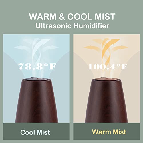 Dark Wood Cool & Warm Mist Ultrasonic Humidifier with Remote Control 2.3L Whisper Quiet