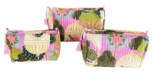 Multicolor Cosmetic Bags Set - 3 Piece Makeup Organizer with Zipper Closure, Travel Storage