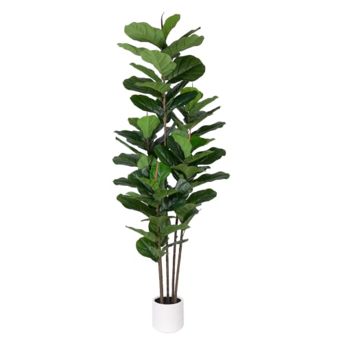 YEPDIN 6 FT Faux Fiddle Leaf Fig Tree – Tall Artificial Ficus Plant with 69 Large Fiddle Leaves