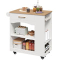 Kitchen Island Cart with Drawer & Open Shelves - Mobile Storage on Wheels