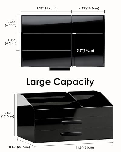 Black 2-Layer Cologne Organizer with Drawer - Bathroom & Vanity Storage