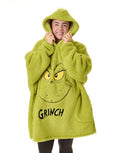 The Grinch Adults Oversized Wearable Blanket - Green Sherpa Fleece Christmas Hoodie - Character Variation