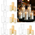 Qazcnd Ivory White 24-Piece Pillar Candle & Glass Hurricane Holder Set