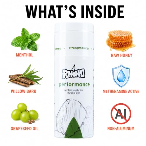 Rhino Skin Solutions Aluminum-Free Hand and Foot Antiperspirant Cream - 3.4 Fl Oz - Skin Conditioner & Moisturizer for Climbing & Athletes