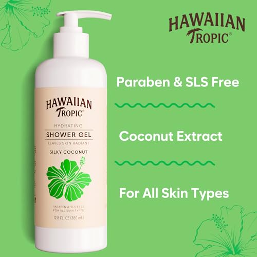 Bulk Hawaiian Tropic Shower Gel 5 Pack - Hydrating Coconut Body Wash, 12.8 fl oz Pump Bottles
