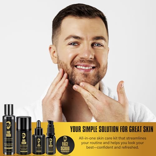 Men's Anti-Aging & Hydration Skincare Gift Set | Facial Cleanser, Scrub, Eye Cream, Serum & Moisturizer