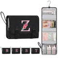 Relavel Hanging Toiletry Bag with Initials - Black Travel Organizer