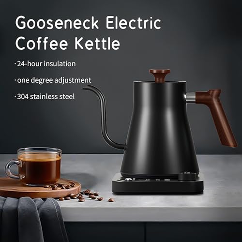 BQEUCE Black 0.9L Gooseneck Electric Kettle, Precise Temperature Control