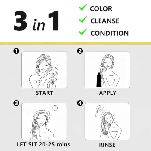 Hair Dye Shampoo for Gray Hair - Chestnut Brown - Easy Application & Long-Lasting Color
