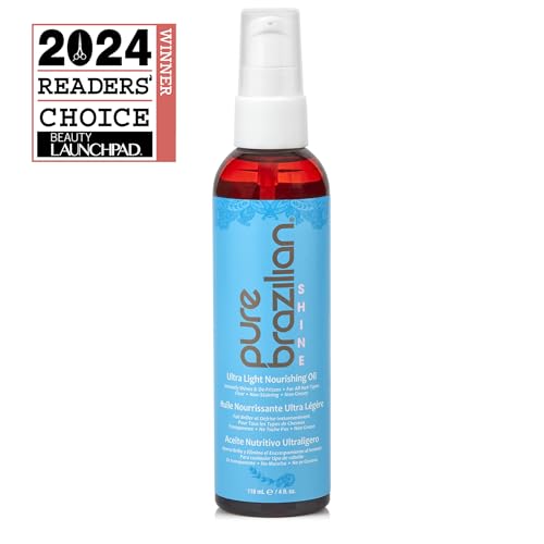 Pure Brazilian Nourishing Hair Oil with Brazilian Nut & Exotic Oils - Smooth, Glossy, Frizz-Free, 4 Fl Oz