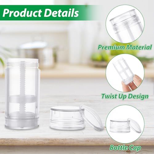 20 Pack 30ml/1oz Empty Deodorant Containers, Plastic Empty Deodorant Stick Containers, Twist Up Filling Stick Clear Deodorant Container Refillable Deodorant Bottles for DIY Chapstick Lip Balm