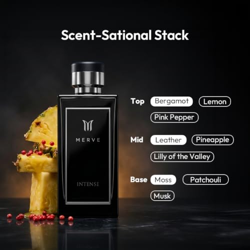 Merve Intense Eau De Parfum for Men - Long Lasting Citrus & Woody Scent 3.4 Oz